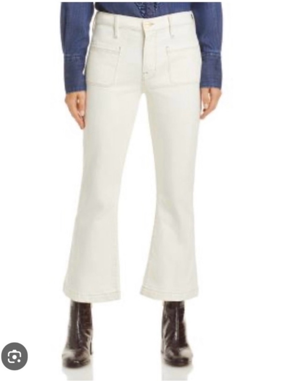 Frame Le Bardot Crop Flare Jeans in Ecru Size 26